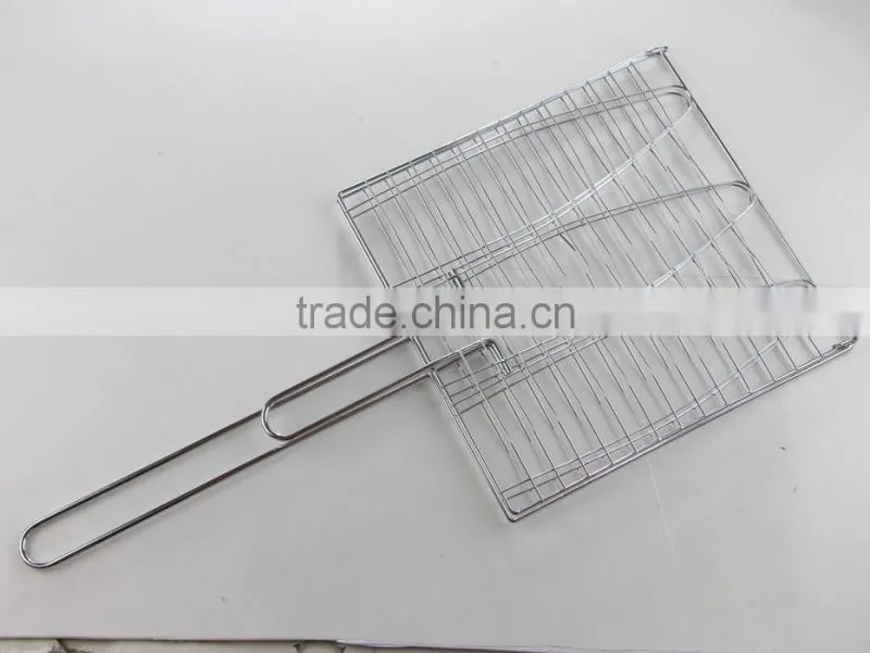 Triple Fish Long Handle Barbecue Grill Basket