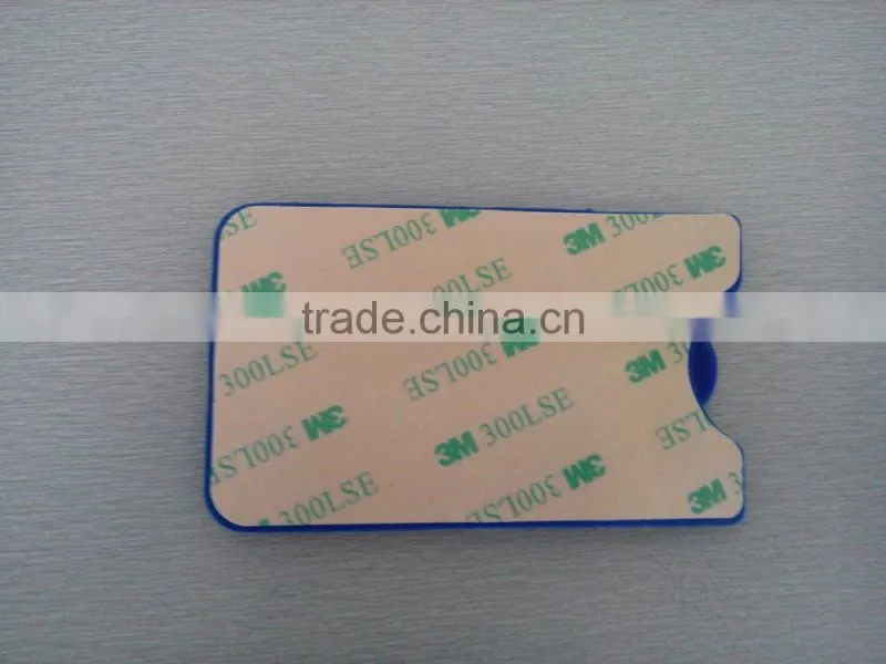 Hot selling Blue adhesive stickers silicone rubber mobile phone card holder for mobile phone