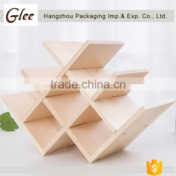 Fashion latest style beautiful checkered wooden wine rack