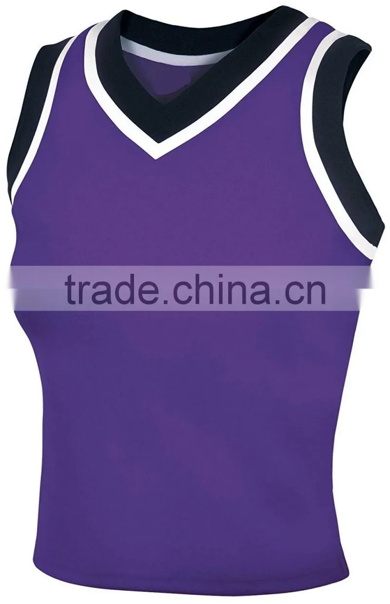 Sleeveless V Neck Knit Spandex Cheerleading Uniforms Women Sexy Tank Top Plus Size Sublimation Cheerleading Uniforms Custom