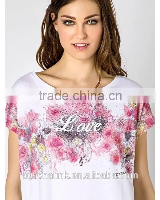 high quality girls short sleeve printed 100% cotton jersey t shirt