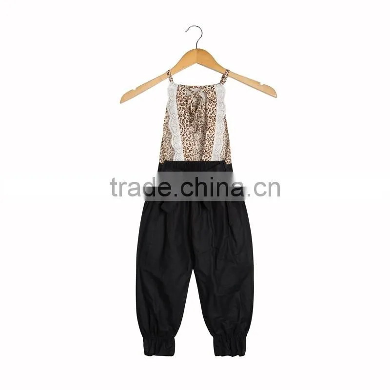 Wholesale Chiledren Flower Pattern Suspender Trousers Baby Clothes Romper Lace Jumpsuit For Girls