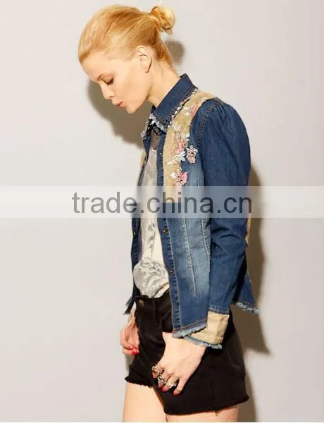 Embroidery flower burrs restore ancient cowboy jacket