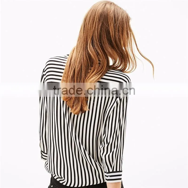 2017 OEM spring v neck cutting latest custom shirt women designs