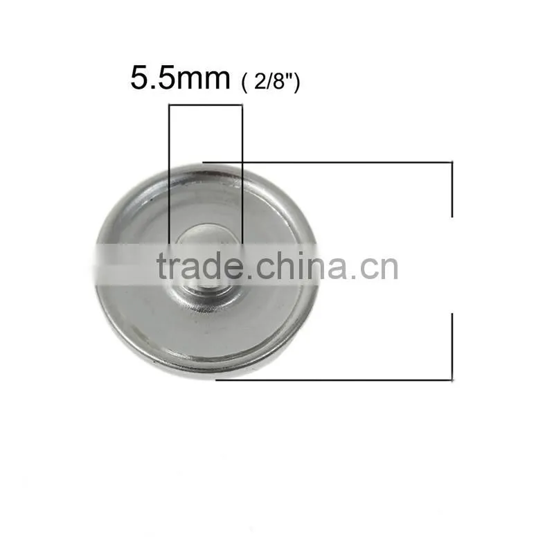 18mm Resin Fit Snap Button Bracelets Round Silver Tone At Random Cross Pattern , Knob Size: 5.5mm