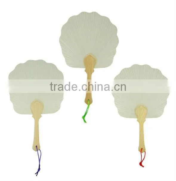 Promotional Gift PVC Plastic Fan with Wood Holder,Simple Plastic Handheld Fans