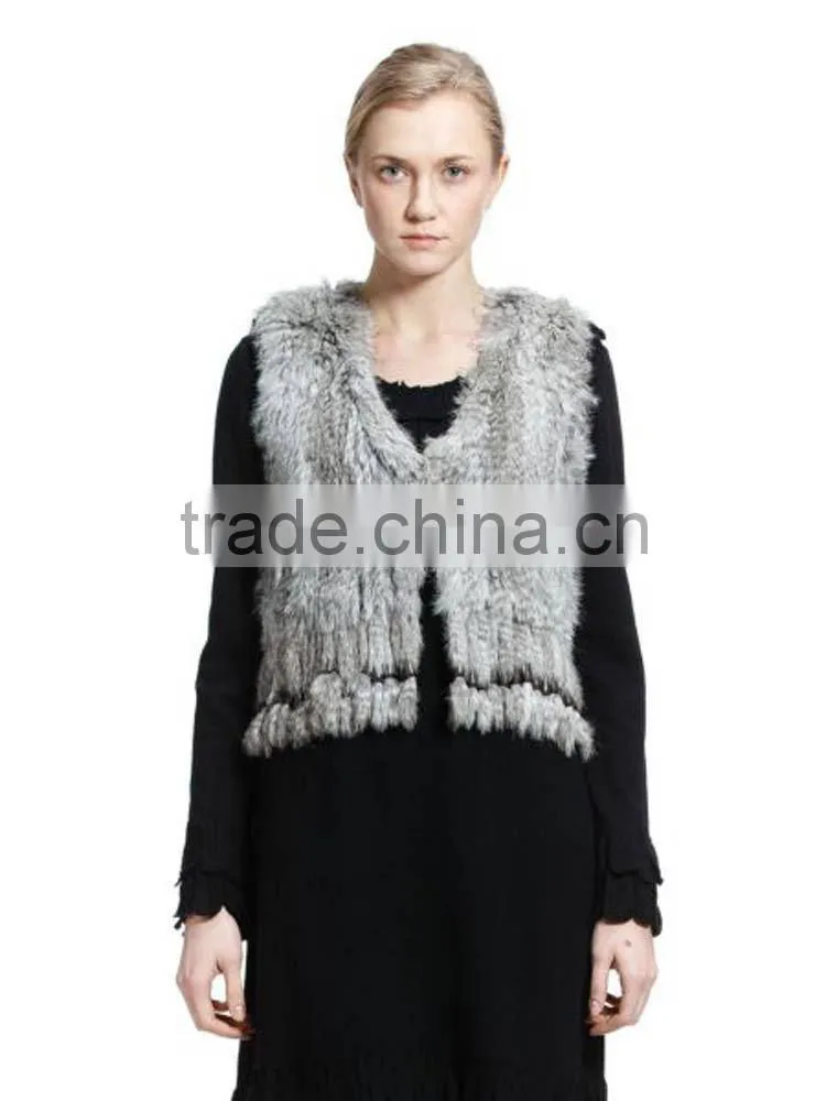 YR584 Beautiful Tassel Genuine Rabbit Fur Vest Women Top Quality 2015