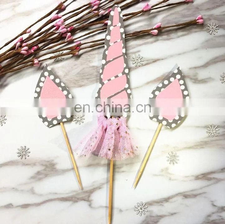 Newest Blue and Pink Unicorns Design Cake Topper Unicorn Party