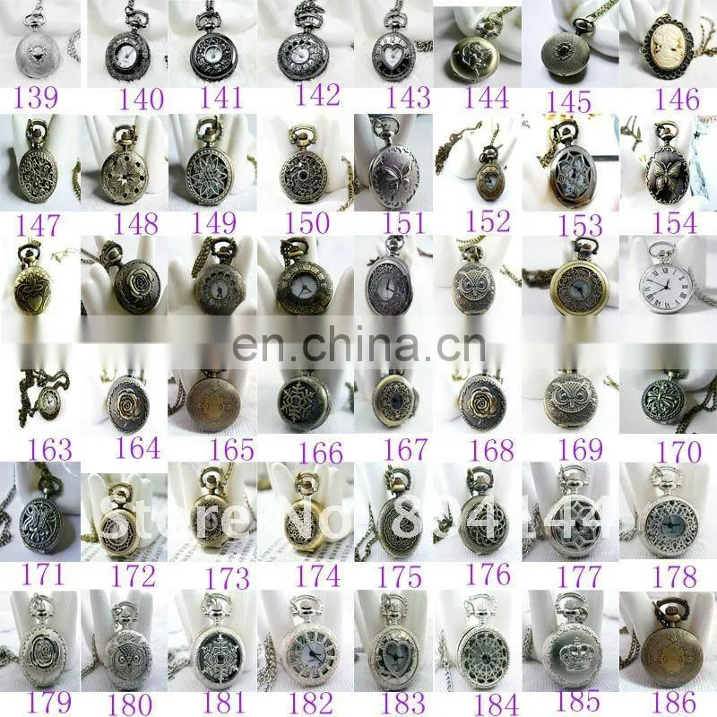 W211 wholesale Antique brass bronze pocket watch chain charm pendant watch necklace nickel free lead free