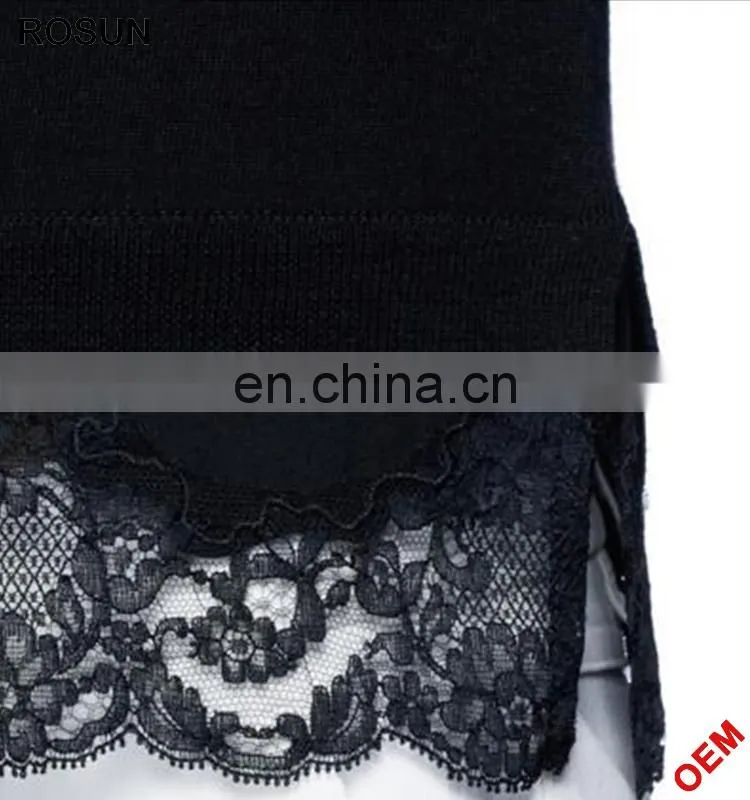 Latest fancy girls pullover Tops as Regular fit short sleeve woolen sweater designs for children of knitwear with lace