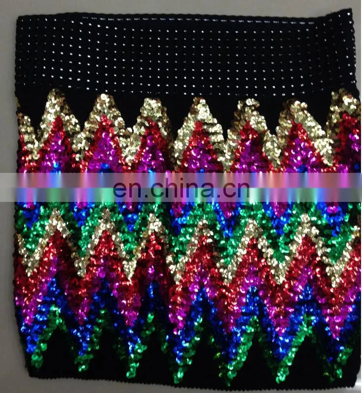 2015 Fitted Hot ladies zig zag Mini Short Sequins Skirt