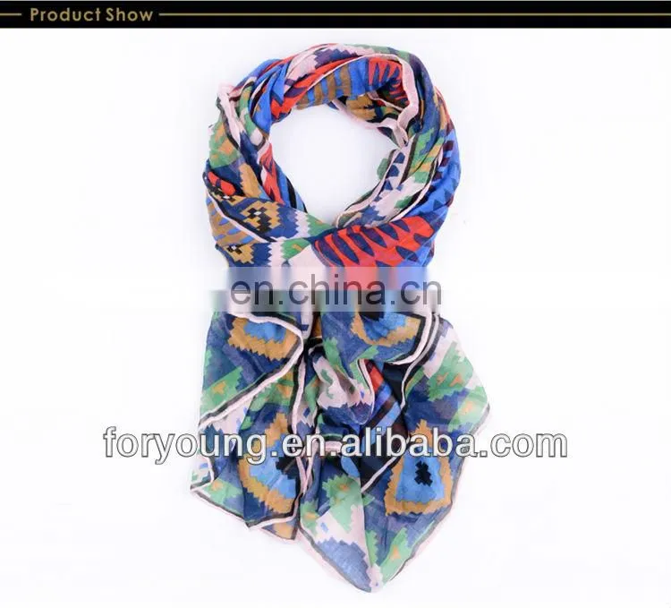 geometric figures design printed polyester scarf