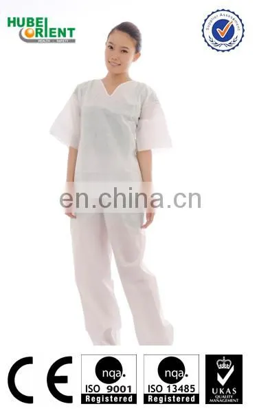 comfortable disposable SMS pajamas kit V neck shirt and trousers