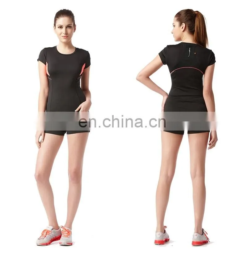 Yihao New Wholesale Bodybuliding Custom Woman Sportswear Fashion running Plain T Shirt Sports Yoga T Shirt