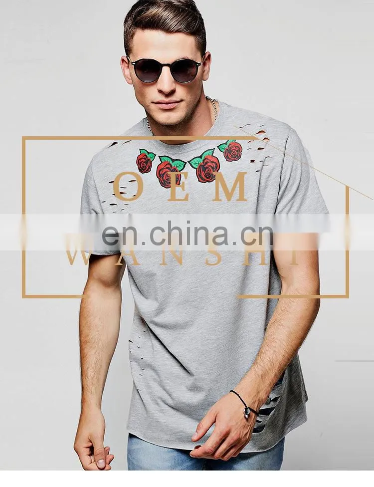 Wholesale Custom 2017 New Fashion Clothes summer short sleeve mens embroidery t shirt