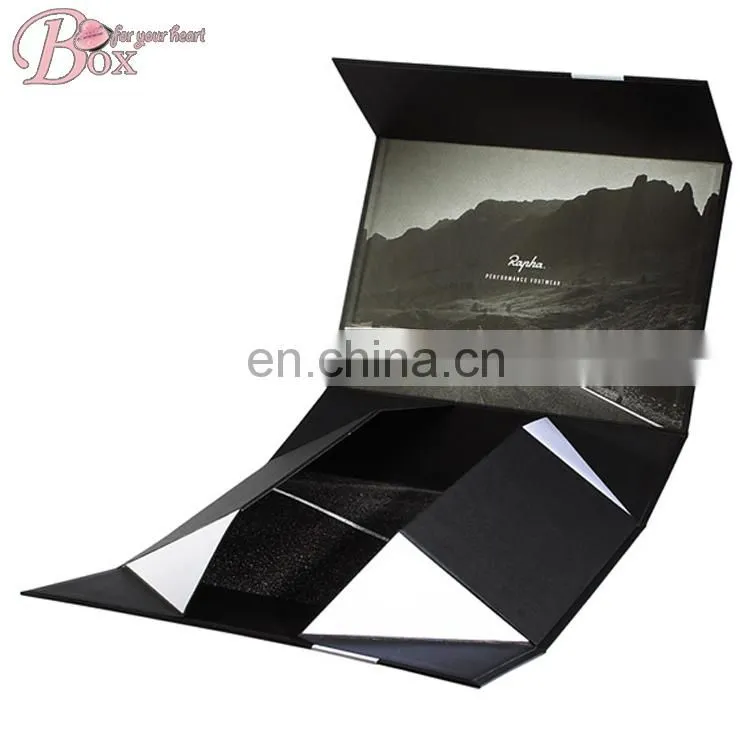 Custom Printed Magnetic Foldable Black Gift Box