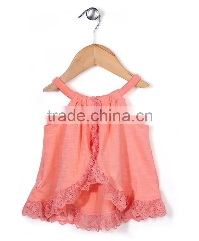 Fashion clothing 2016 baby sleeveless singlet neck peach tops