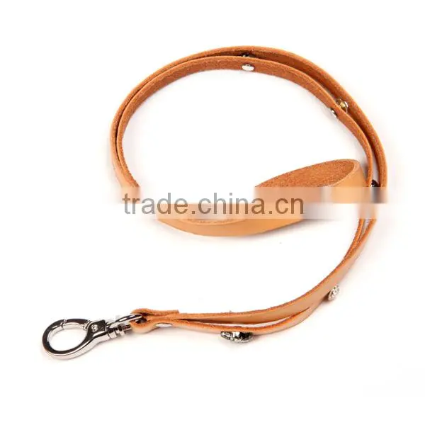 Cheap pu brown key holders strap hang around neck custom leather key chain