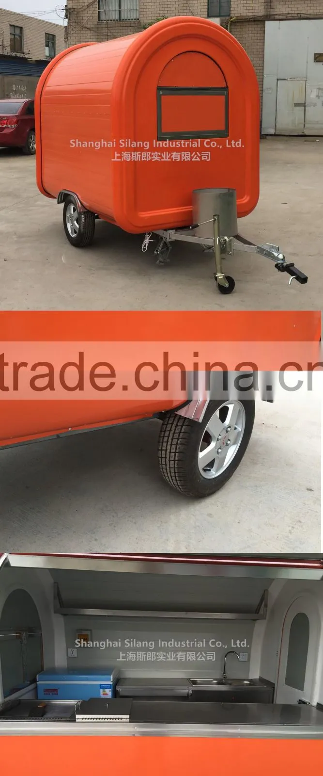 Orange 7.6*5.5ft Newest Food Trailer Food cooking van/Food Van Takeaway Trailer China's outstanding manufacturing plant In line