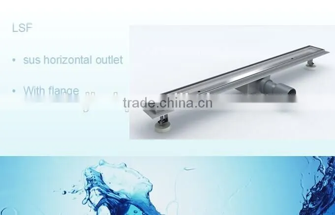 linear stainles steel shower drain with vertical outlet