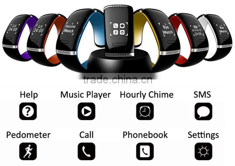 2015 Hot Sale Smart Design OLED Bluetooth 4.0 Bracelet Watch with Call ID Display/Answer L12S