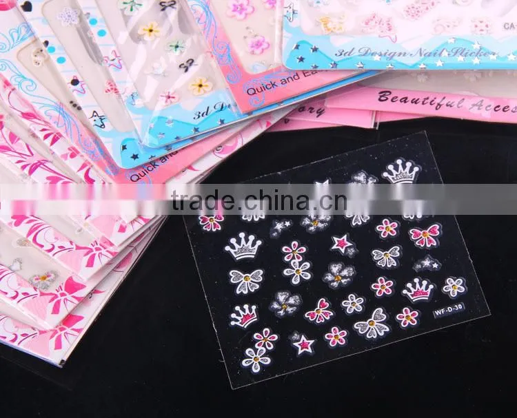 Hot selling 3D Heart designs nail sticker