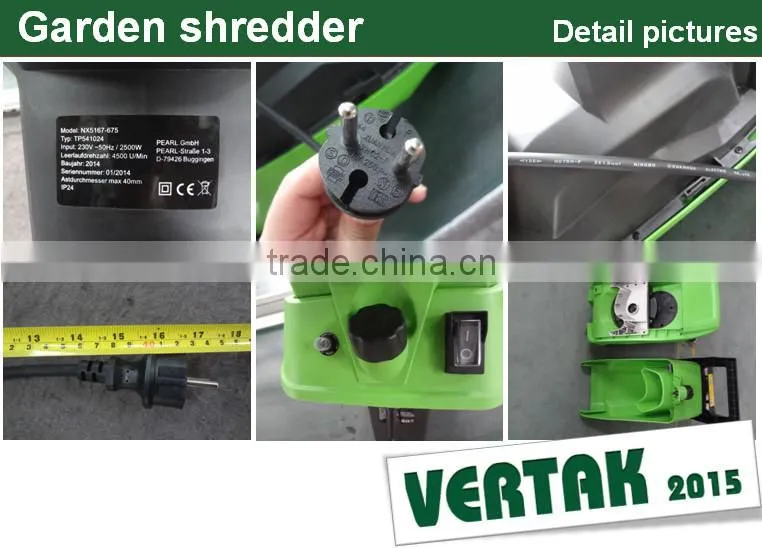 2015 new promotion model plastic garden shredder machine/paper shredder prices