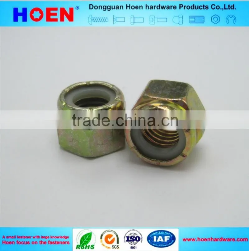 manufacture yellow zinc din982 hex nylock nut
