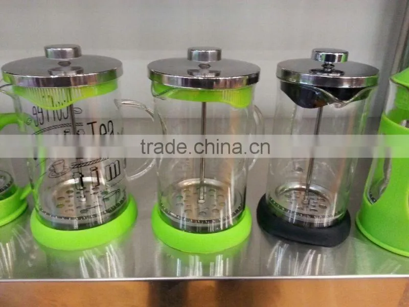 Colorful PP Frame Borosilicate glass french press plunger/Coffee maker