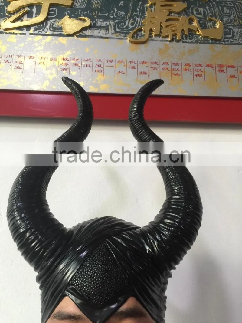 Halloween Party Cosplay dark witch rubber Costume dress Carnival costume Horn Headpiece Helmet Maleficent Hat