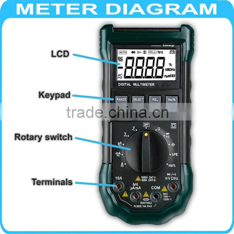 Tester Resistance AC DC Ohm Hz 4000 Counts Voltmeter Mastech MS8268 Multimeter