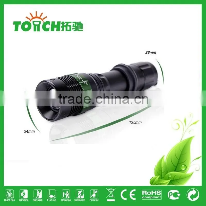 self defense strong light flashlight for outdoor emergency flashlight use 1*18650 battery zoomable flash light for camping