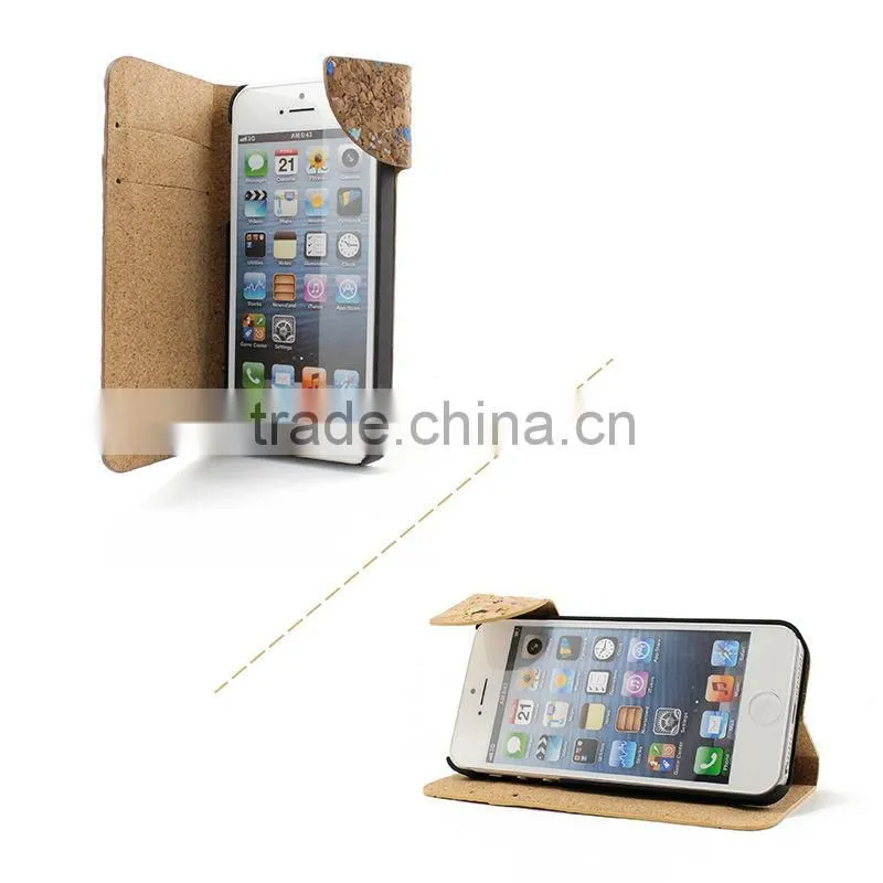 Flip Wood Leather Case for iPhone 5