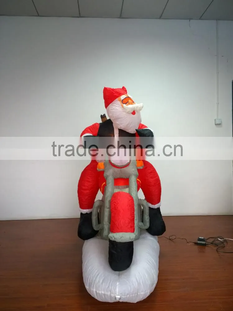 DJ-XT-47 christmas inflatable santa on motorbike air blown giant street decoration