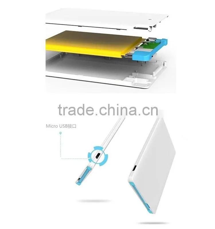 2016 Fast charging Ultra slim power bank Credit card size power bank