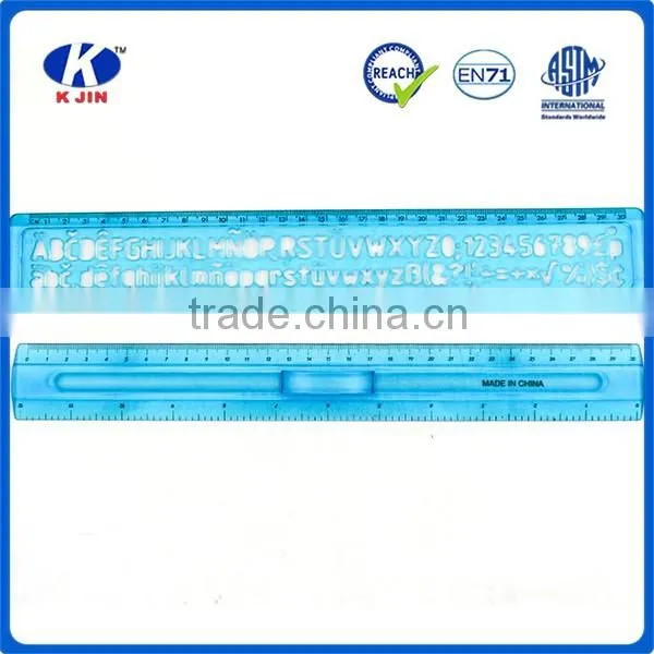 Factory supplies kids cute plastic stencil ruler with blue color