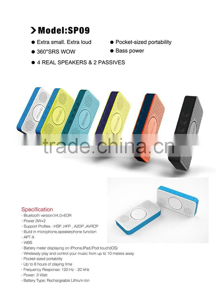 Super Bass Bluetooth Wireless Speaker Portable Mini Bluetooth Speaker for MP3 / iPhone / iPad / Samsung / Tablet PC / Laptop