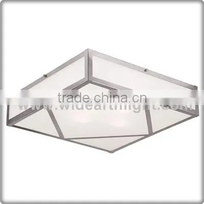 UL CUL Listed Nickel Finish Square Ceiling Flush Mount With Glass Diffuser C81393