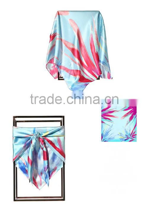 100% Silk Satin Fabric Table Print Silk Scarf/scarves/ kerchief /headband/hijab