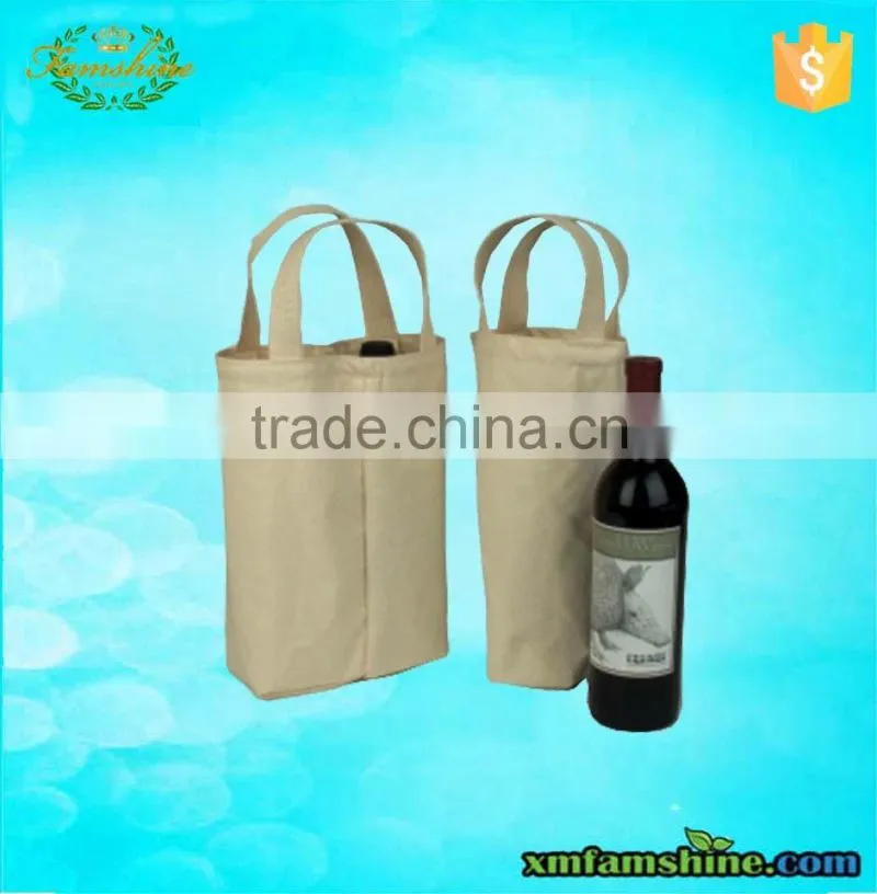 customized 2 pack bottle canvas wine bottle bags