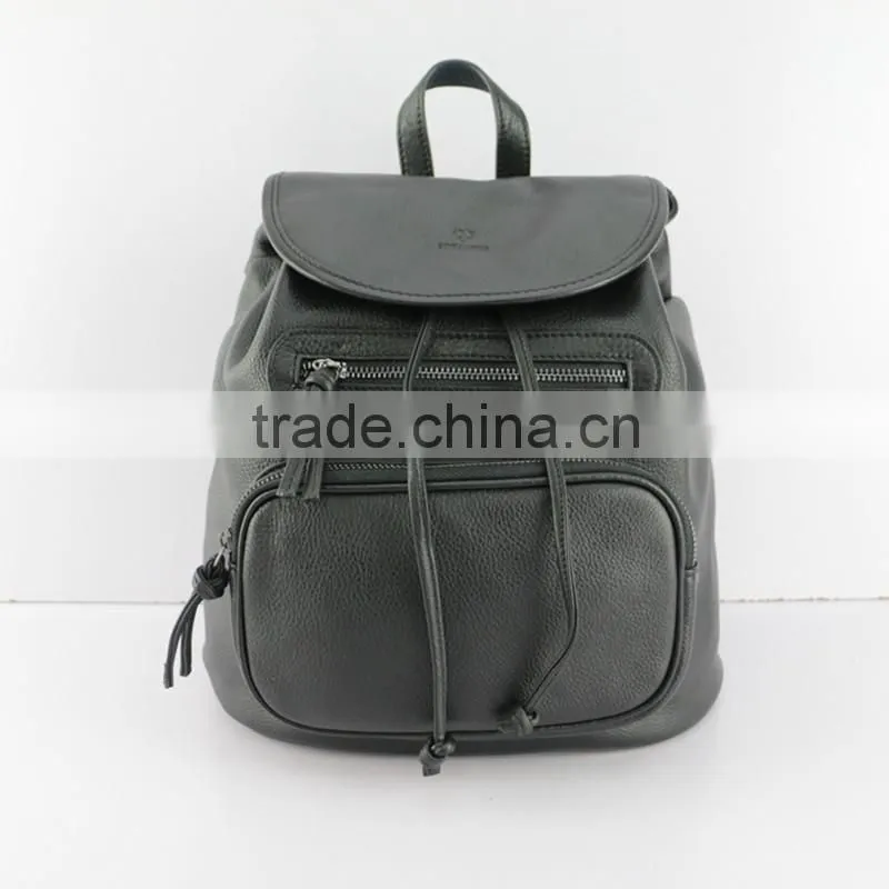 Wholesale trendy ladies small size soft leather drawstring backpack