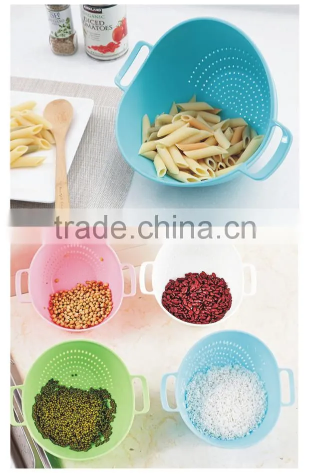 New design Kitchen washing fruits and vegetables Double handle rice colander