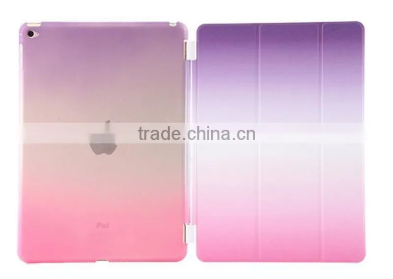 2016 New Arrival For 12.9inch iPad Pro Slim Pu Leather Rainbow Cover With Wake Sleeping