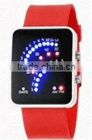 Popular Lady Women Girl Fan shape Led Sport Silicone Digital Date White Gift Wrist Watches
