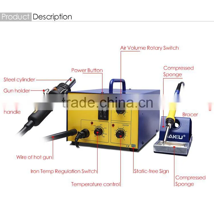 2 in 1 Rework Station heat air gun with solder iron BK701A BAKU New Design