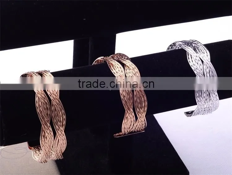 >>>European Style Women Girl Modern Jewelry Silver And Gole Plated Open Cuff Bangles Bracelets/