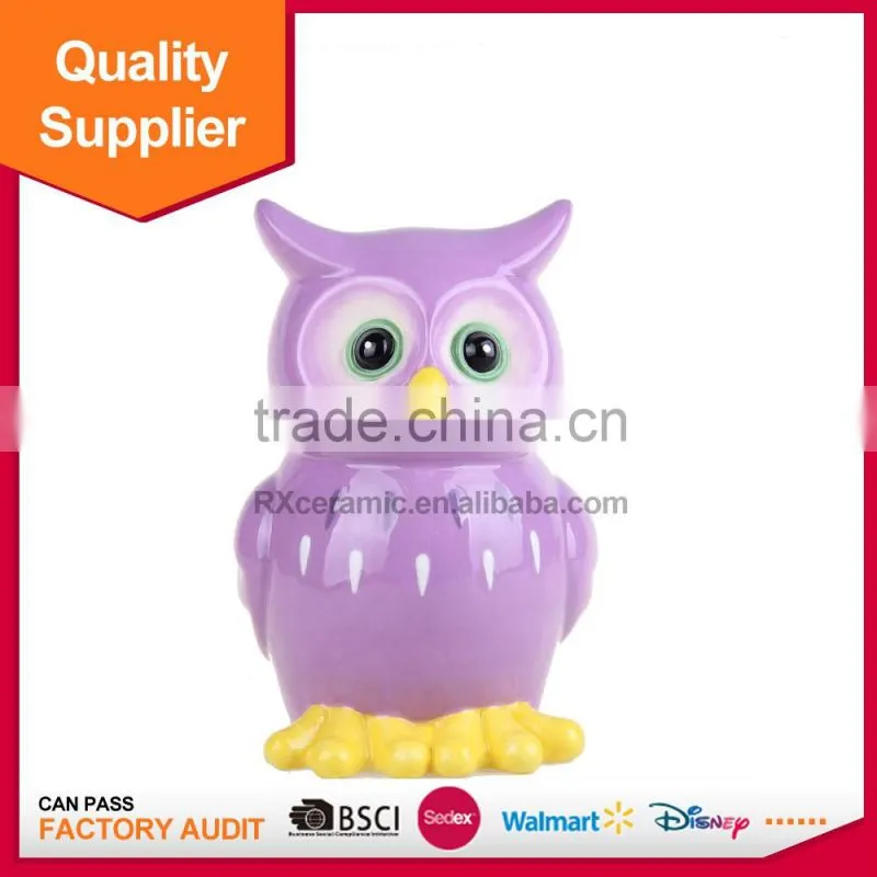 Hot selling creative ceramic animal owl piggy bank as children gift