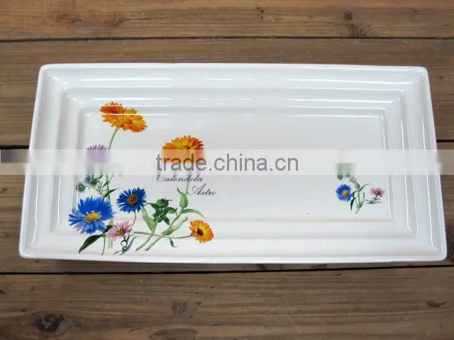 Eco-friendly Feature Oval Decal Ceramic Plate