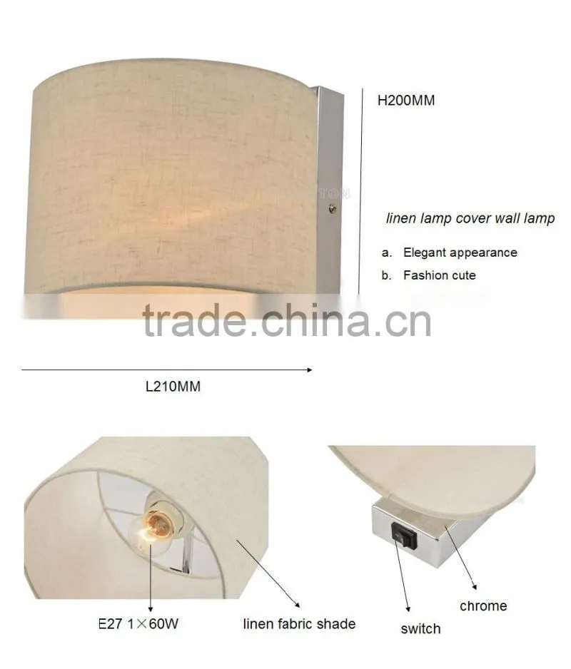 home interior design round linen lamp cover wall lamp,round linen lamp cover wall lamp, linen lamp cover wall lamp W1033