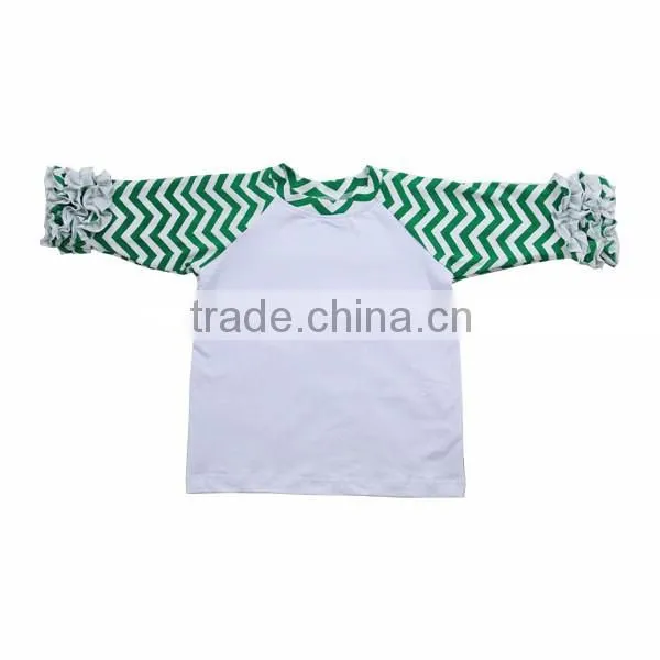 2016 Kaiyo wholesale Infant/toddler 100% Cotton clothing long sleeve print ruffle raglan baby t shirts,baby girls top design